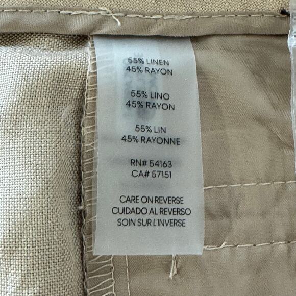 CALVIN KLEIN LINEN FLAT FRONT STRAIGHT LEG TROUSERS IN TAN NWT WOMEN'S SIZE 14P - Picture 16 of 16